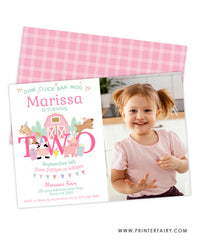 Farm Second Birthday Invitation with Photo