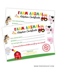 Farm Animal Adoption Party Set