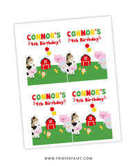 Farm Birthday Party Drink Pouch Label