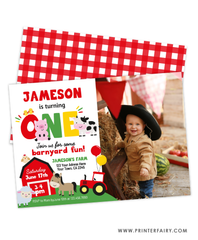 Farm First Birthday Invitation with Photo