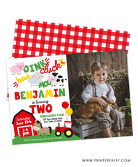 Farm Second Birthday Invitation with Photo