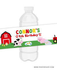 Farm Birthday Party Water Bottle Label