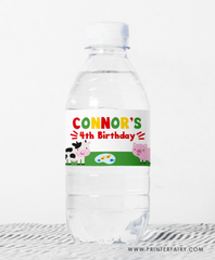 Farm Birthday Party Water Bottle Label