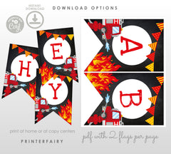 Firefighter Happy Birthday Party Banner