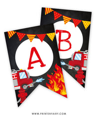 Firefighter Happy Birthday Party Banner