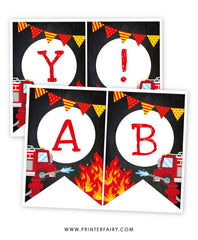 Firefighter Happy Birthday Party Banner