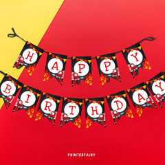 Firefighter Happy Birthday Party Banner