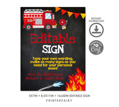 Firefighter Party Sign