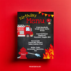 Firefighter Party Menu