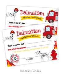 Adopt a Dalmatian Sign and Certificate