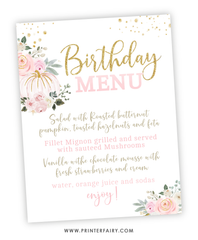Floral Pumpkin Party Menu