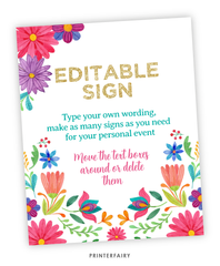 Mexican Flowers Fiesta Sign