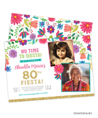 Mexican Flowers Adult Fiesta Invitation with Photo