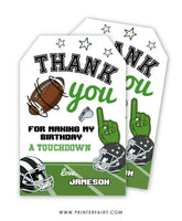 Football Birthday Party Favor Tags
