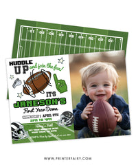 Football First Birthday Invitation With Photo