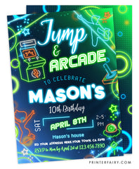 Jump & Arcade Party Invitation