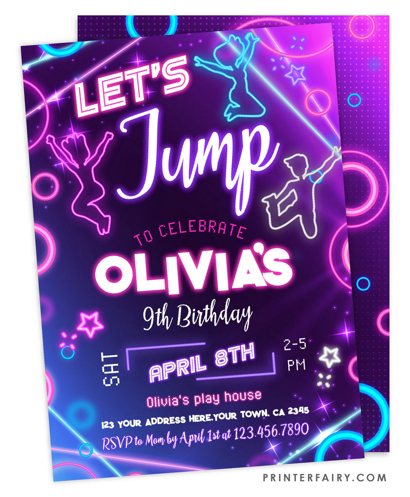 Jump Party Invitation PrinterFairy