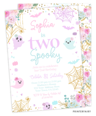 Floral Halloween 2nd Birthday Invitation