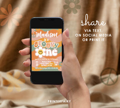 Groovy One First Birthday Invitation