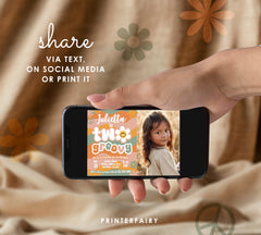 Groovy 2nd Birthday Invitation with Photo