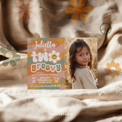 Groovy 2nd Birthday Invitation with Photo