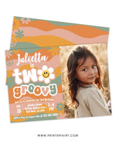 Groovy 2nd Birthday Invitation with Photo
