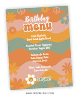 Groovy Birthday Party Menu