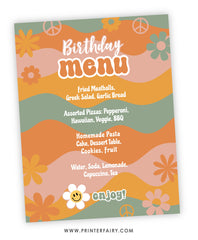 Groovy Birthday Party Menu
