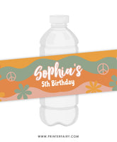 Groovy Party Water Bottle Label