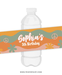 Groovy Party Water Bottle Label