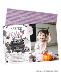 Halloween Second Birthday Invitation with Photo