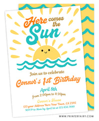 Here Comes the Sun First Birthday Invitation