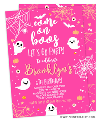 Pink Halloween Birthday Invitation