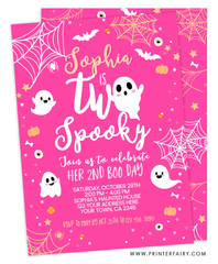 Pink Halloween Second Birthday Invitation