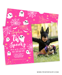 Pink Halloween Second Birthday Invitation with Photo
