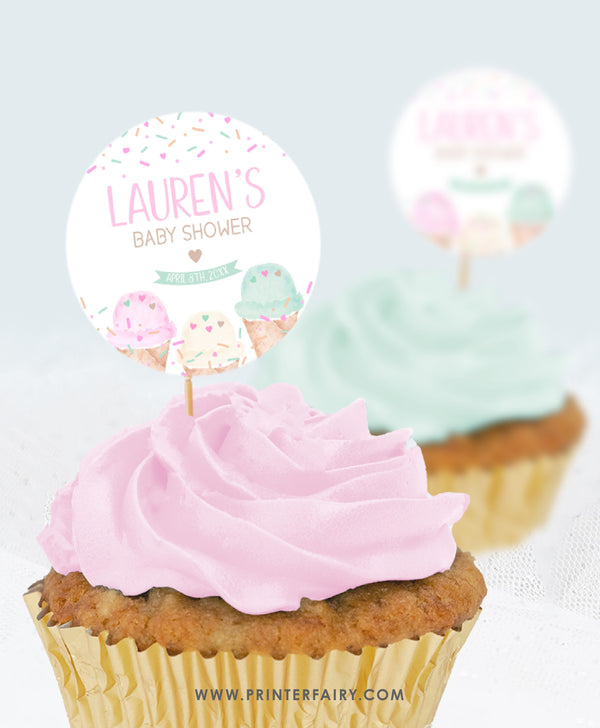 Ice Cream Baby Shower Toppers