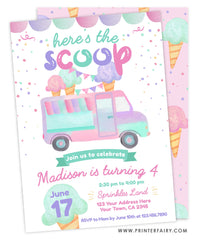 Ice Cream Truck Birthday Invitation