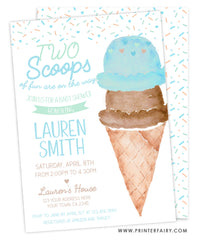 Ice Cream Twins Babies Shower Invitation