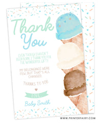 Ice Cream Baby Shower Thank You Card