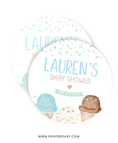 Ice Cream Baby Shower Toppers