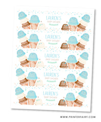 Ice Cream Baby Shower Water Bottle Label
