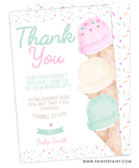 Ice Cream Baby Shower Thank You Card