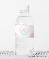 Ice Cream Baby Shower Water Bottle Label