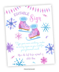 Ice Skating Party Editable Sign