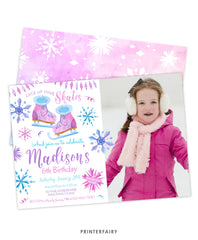 Ice Skating Birthday Party Invitation With Photo