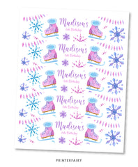 Ice Skating Water Bottle Label