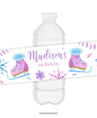 Ice Skating Water Bottle Label