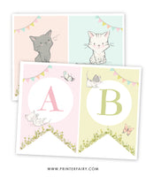 Kitten Garden Birthday Party Banner