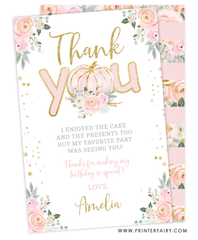 Little Pumpkin Floral Thank You Card