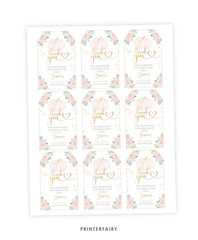 Pink Gold Pumpkin Baby Shower Favor Tag